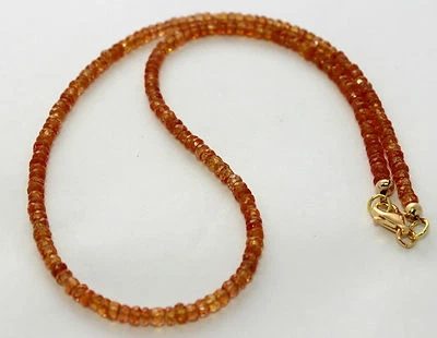 Zaffiro Catena Preziose Sfaccettato Rondella Arancio-Giallo Collier Bella 45 CM - Immagine 1 di 3