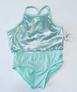 NWT Justice For Girls 2 Piece /shining green Swim bathing Suit Sz 12 Adjust Stp - Picture 1 of 5
