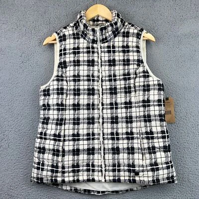 Nuevo Chaleco Tallado Ruff Mujer Talla M Blanco Negro Chaqueta Puffer a Cuadros Foto 1 de 4