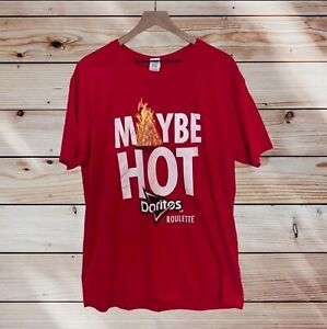 Doritos Shirt Mens XL Red Logo Spell Out Graphic Flaming Hot Chip Promo Tee