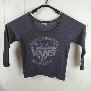 Vans X Junk Food Shirt Womens Large Gray Scoop Neck Long Sleeve Graphic Stretch - Picture 1 of 15