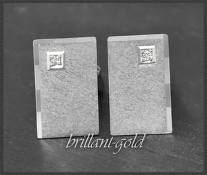 Manschettenknöpfe aus 585 Gold mit Diamanten, 14 Karat Weißgold - Bild 1 von 6