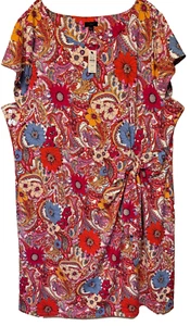 Neu mit Etikett $ 159 Talbots Multi Blumenmuster Kurzarm Etuikleid Jersey Größe 3XP - Bild 1 von 9