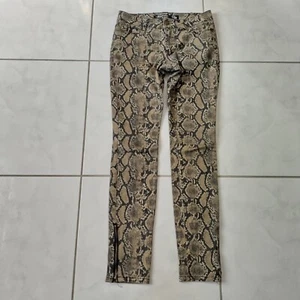 Jay Jays Womens Jeans W28 Size 8 Brown Animal Print Ankle Zip Low Rise Skinny - Picture 1 of 13