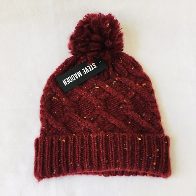 Steve Madden Gorro Unisex Talla Única Borgoña con Pom Sombrero C-35 Foto 1 de 4
