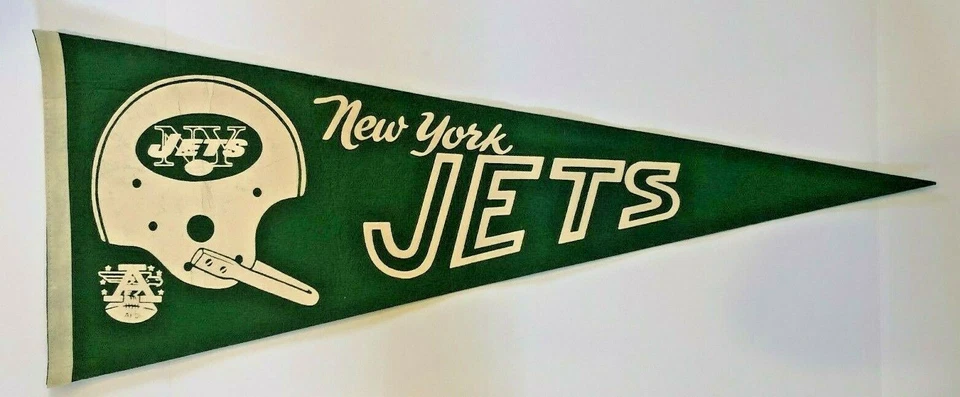 NEW YORK JETS 1965 AFL NFL FOOTBALL VINTAGE ONE BAR RARE PENNANT NEAR MINT - Image 1 of 1