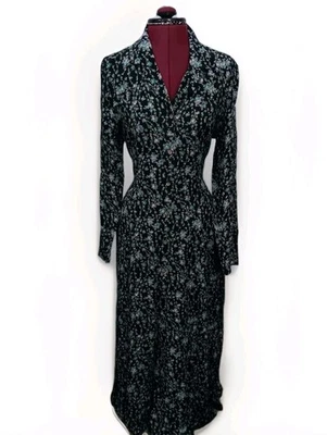 Maxi Vestido Laura Ashley De Colección Negro Modesto Cottagecore Gran Bretaña Floral Talla 8 Foto 1 de 4