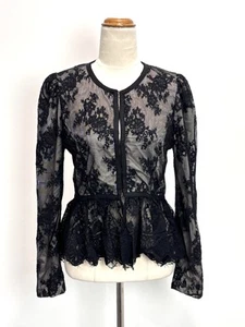 Unbranded Womens Jacket M L Black Lace Overlay Victorian Frills Witchy Goth Y2K - Picture 1 of 13