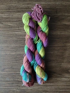 YARN Lot of 2 Skeins Hobbii Friends 100% Cotton 8/8 Hand dyed Variegated  - Picture 1 of 2