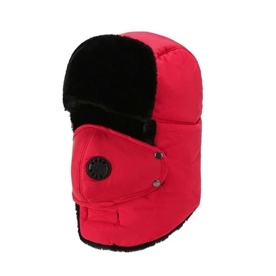 Hombres Mujeres Forrado de Vellón Invierno Cálido Sombrero Oreja Solapa Trampero Aviador Esquí Máscara Gorra Conjunto Foto 1 de 4