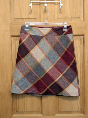 Talbots Skirt Womens 8P Red Yellow Wool Plaid A Line Pencil Academia Preppy Fall - Image 1 of 4