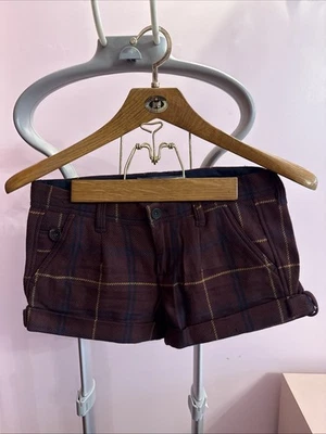 Pantalones Cortos De Colección Abercrombie & Fitch Rojo Oscuro Borgoña A Cuadros Tweed Para Mujer’s 0 Foto 1 de 4