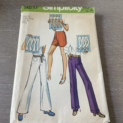 Simplicity 9217 Vintage Pattern Misses 70's Pants Hippie Sz 12 Retro Uncut - Image 1 of 4
