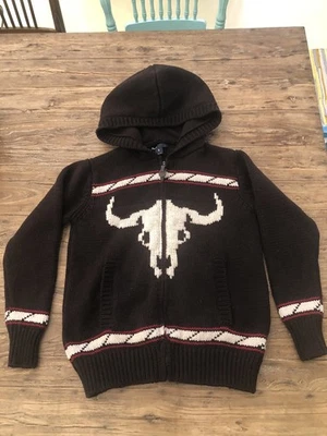 Suéter con Capucha con Cremallera Talla 8 Vaca Novillo Calavera Rancho Vaquero’s Gap para Niñas Foto 1 de 4