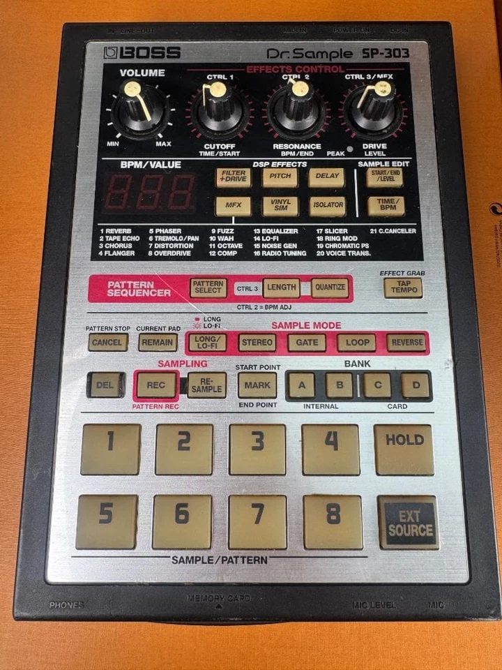 Boss SP-303 Dr. Probenehmer mit Adapter getestet funktioniert starke Gebrauchsspuren Japan - Bild 1 von 3