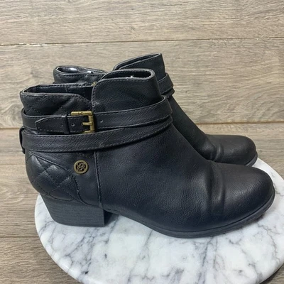 Botas Liz Claiborne Mujer 7.5 M Cuero Negro Hebilla Cremallera Botines Cómodos Foto 1 de 4