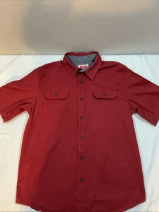 Wrangler Shirt Men's Medium Burgundy Red Comfort Flex Button Short Sleeve G78 - Picture 1 of 7