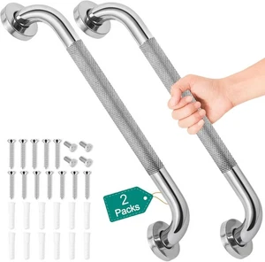 2 Pack 16 Inch Grab Bars for Bathtubs and Showers, Safety Bathroom silvery  - Picture 1 of 7