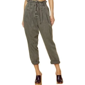Free People High Waist Sz M Pant Sugar Kelp Cotton Drawstring Elastic Waist NWT - Picture 1 of 9