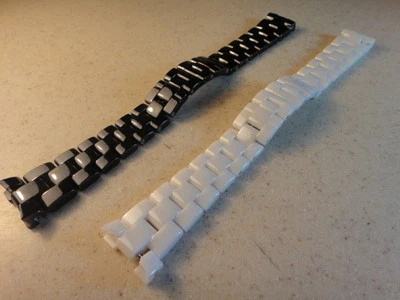 Ceramic Black White strap bracelet band FITS Chanel J12 men women + 4 end piece  - Image 1 of 4