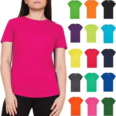 Womens Polyester T Shirt 100% Tech Tee Ladies Training Top Quick Dry Breathable - Image 1 of 4