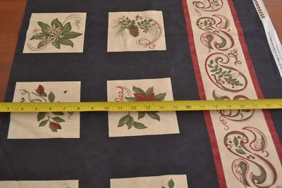 24" x 44", Red Green Tan Black Christmas Bouquet Block Panel, Moda/Taylor, B329 - Image 1 of 4