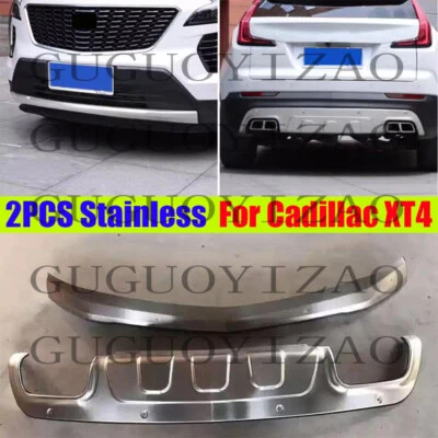 Protector de parachoques delantero + trasero de acero inoxidable para Cadillac XT4 2019-2024 304 placa de deslizamiento Foto 1 de 4