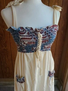 Vintage hippie boho maxi dress, Gunne Style, retro fashion 100% cotton - Picture 1 of 12