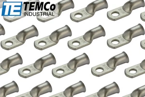 100 Lot 1 AWG 5/16" Hole Ring Terminal Lug Tin Plated Copper Uninsulated Gauge - Picture 1 of 7