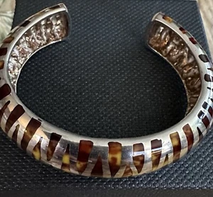 FLLI Menegatti Armband Italy Sterling Emaille Braun/Zebra Tiger Tier 52GR - Bild 1 von 2