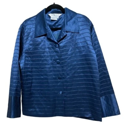 Chaqueta de mujer Great Cavalier by St. Paul manga larga azul 100 % seda talla L Foto 1 de 4