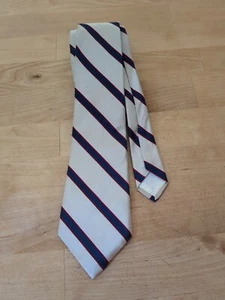 Vintage Herren Preppy Krawatte gestreift klassisch creme blau rot, Brooks Bros?  - Bild 1 von 3