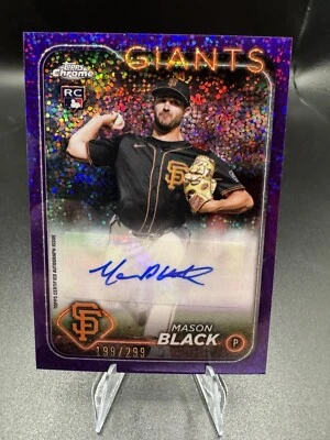 2024 Topps Chrome Update- Mason Black Rookie Card Purple Speck Auto 199/299 - Image 1 of 3
