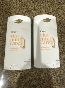 LOT OF 2, DOVE VITAMIN CARE PEACHES & SHEA BUTTER 72H ALUMINUM FREE DEODORANT - Picture 1 of 2