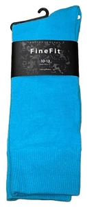 FineFit Cotton Comfort Sock Size 10-13 Turquoise Blue - Picture 1 of 2