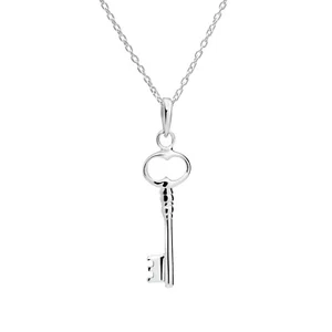 925 Solid Sterling Silver Key Pendant Charm Necklace Chain – Multi Chain Lengths - Picture 1 of 10