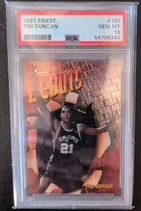 Tim Duncan π RC PSA 10 Rookie Card π 1997-98 Finest #101 NBA Debuts Mint - Picture 1 of 3