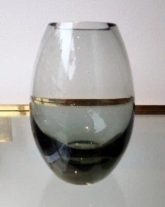 Holmegaard Grey Glass Vase Ovoid Signed Numbered Modernist Vintage - Picture 1 of 6