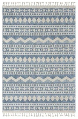 Shildon Geo Tribal Blue Cream Moroccan Floor Rug - 3 Sizes - image 1 of 4