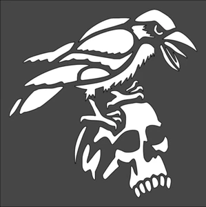 1- 5.5x5.5 inch Stencil, (VE-76) Crow Skull (6mil) - Picture 1 of 2