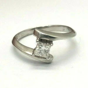 18K WHITE GOLD,GENUINE 0.45CT PRINCESS CUT DIAMOND LADIES RING SIZE L - 18CT 750 - Picture 1 of 4