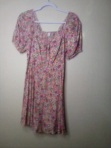 Old Navy Dress S Petite Peasant Short Sleeve Floral Colorful - Picture 1 of 16