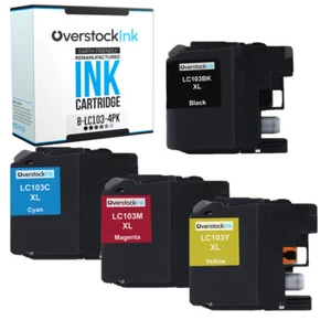 Paquete combinado de 4 cartuchos de tinta LC103 para Brother MFCJ4710DW J475DW J650DW J6520DW - Imagen 1 de 1
