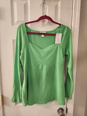 Isabel Maternity Corsetry Long Sleeve Ribbed Shirt size XL - Green - NEW - Image 1 of 4