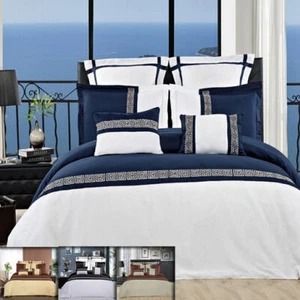 Astrid 7-Piece Duvet Cover Set Embroidered 300 Thread Count Duvet Cover - Picture 1 of 5