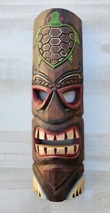 TIKI MASK 20" WOOD HAWAIIAN ISLAND HOME WALL DECOR TRIBAL AFRICAN POLYNESIAN - Picture 1 of 5