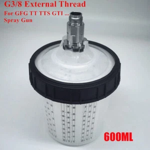 600ML Disposable Paint Cup + G3/8 External Thread Adapter For Spray Gun Connect - Picture 1 of 12