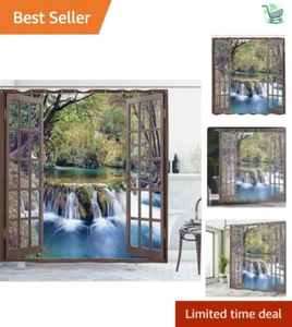 Epic Waterfall Shower Curtain - Stunning Forest Green Bathroom Decor 69"x84" - Picture 1 of 7