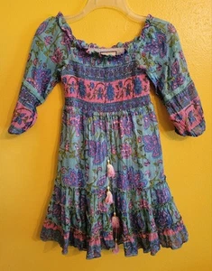 BELL by Alicia Bell Girls Dress Pink & Purple Floral Tiered Cotton Size 10 - Picture 1 of 9