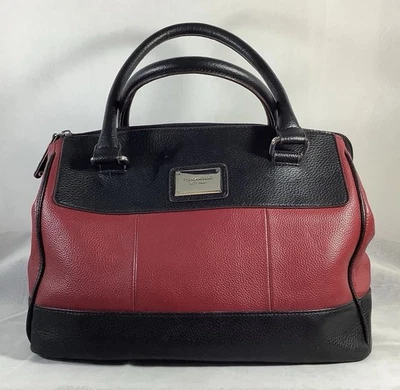 Bolso de Mano Tignanello Rojo Negro Cuero Guijarro Cartera de Mano Foto 1 de 4